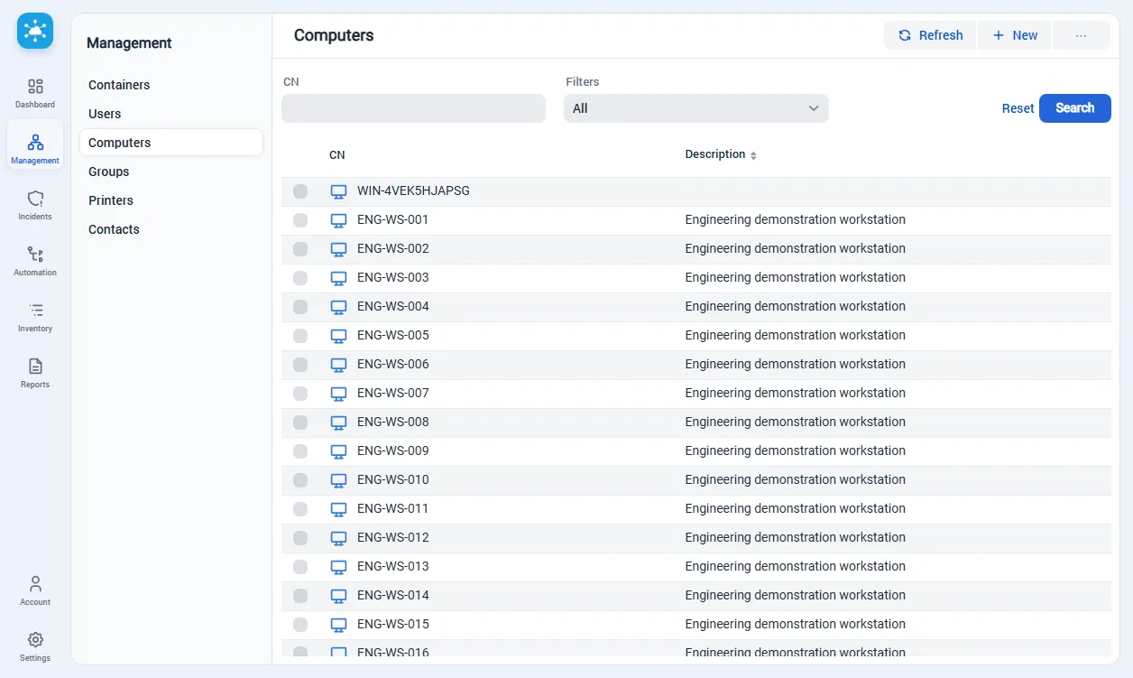 Computers list in Sysadmin Anywhere 5