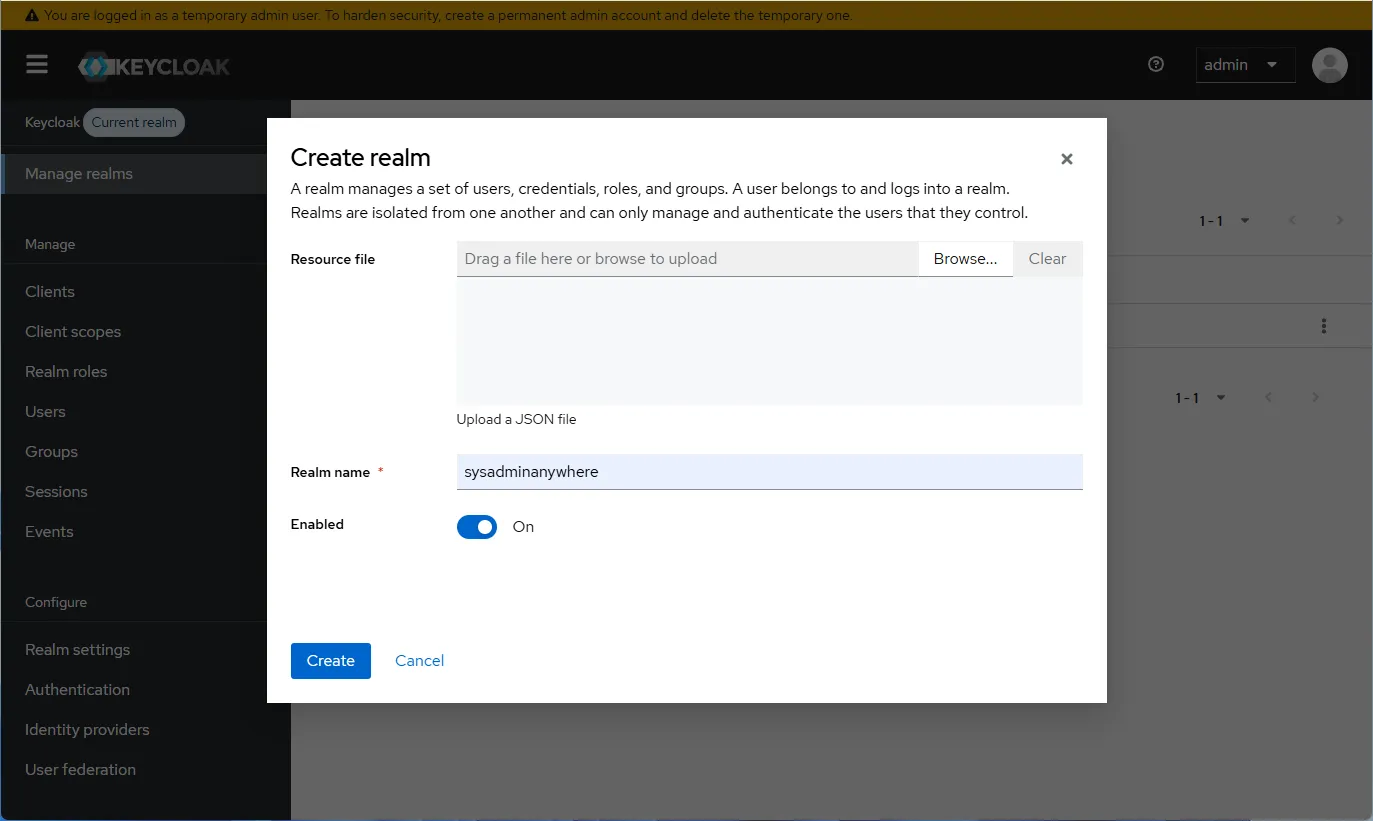 keycloak Create Realm